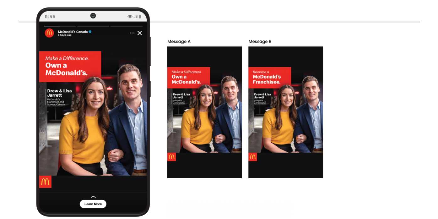 a phone display Instagram stories for McDonalds Canada