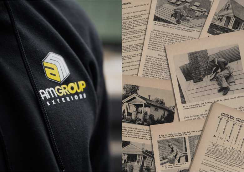 a collage of AMGroup Exterior branded materals